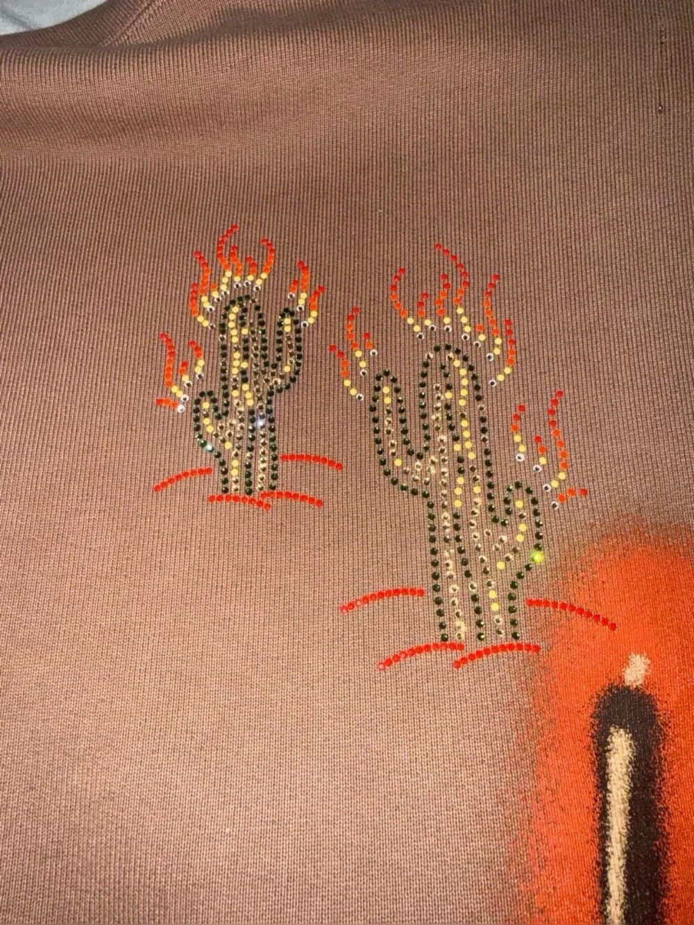 Jordan x cactus Jack Brown Embroidered Cactus Hoodie - Men